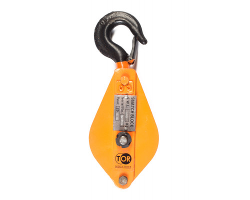 Блок монтажный однорольный с крюком TOR 3,2 т с откидной щекой (T)